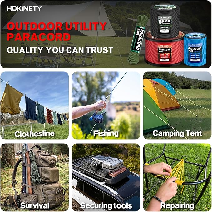 Paracord Rope 750 - Parachute para Cord 4mm 11 Strand Spool Rope Utility Nylon String for Outdoor Camping Survival Utility Tent Crafting DIY Projects - ArmyGreen 100ft