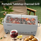 Portable Charcoal Grill,Heavy-Duty Stainless Steel Small BBQ Grill with Double-Layer Insulation Design,170 Sq. In. cooking Area,Tabletop Grill with Travel Bag for Outdoor Camping and Picnic