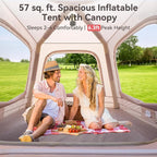 ABORON 2/6/8/10/12 Person Inflatable Camping Tent, Easy Setup Blow Up Tent with Hand Pump, PU3000mm Waterproof & Breathable 4 Season Glamping Tent for Outdoor Camping