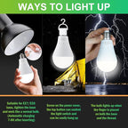 4 Pack Rechargeable Emergency Light Bulbs, Battery Powered LED Light Bulb 6000K Daylight E26 120 Volt 9W 60W Equivalent with 1200mAh for Home Power Outage Camping Hurricane