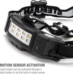 Steelman Pro Slim Profile Motion Activated LED Headlamp with Red LED Night Vision Mode and Rear Safety Flasher