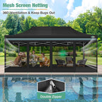 COBIZI 10x20 Canopy Tent, Heavy Duty Pop up Canopy with Sidewalls, Waterproof Easy Setup Canopy with Mosquito Netting, Outdoor Instant Screen Tents for Parties, Wedding with Roller Bag, Black