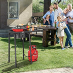 ROVSUN Single Burner Propane Gas Stove with Side Shelf & Carrying Bag, 100,000 BTU Portable Stove with Removable Legs & Regulator for Camping Home Backyard Cooking Brewing Canning Turkey Frying
