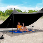 Red Suricata Family Beach Tent & Canopy, UPF50 Sun Shade, 4 Aluminum Poles, Sand Shovel, Large Portable Sun Shelter (Large, Black)