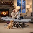 ABORON Folding Camping Cot W/Mat for Adults, Heavy Duty Outdoor Bed with Carry Bag,1200 D Layer Oxford Travel Camp Cots