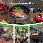 Portable BBQ Grill Cookware Set: GEEKHOM 20PCS Stainless Steel Camping Pots and Pans, Compact Foldable Design with Carrying Tote for Hiking,Camping, Backpacking, Picnic(2-3 Person)