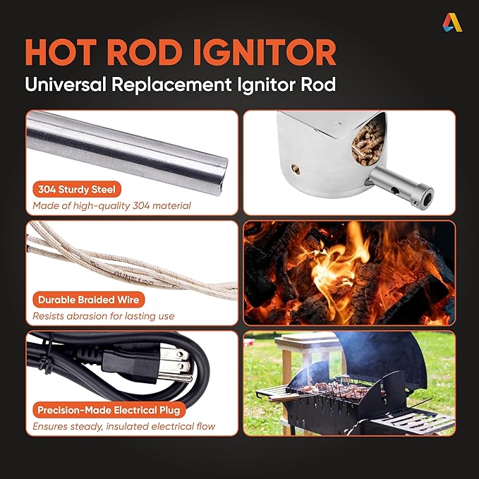 Traeger Grill Parts Kit by Canamax - Complete Set for Pellet Grill Auger Motor, Induction Fan, Fire Burn Pot, Hot Rod Igniter, Fuse, Power Cord - Compatible with Traeger, Pit Boss, Camp Chef, Z Grills