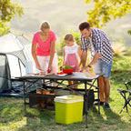 Folding Camping Table, Portable Aluminum Roll-up Lightweight Picnic Table with Large Storage Basket and Carrying Bag for Camping, Picnic, BBQ, Beach, Party, Backyard