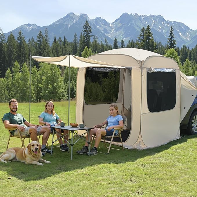 Alvantor SUV Tailgate Tent, Instant Pop Up Car Tent Creates Extra Living Space, UV Protection, Quick Setup in Seconds for Family, Road Trips, Tailgating, Beach, Outdoor Camping