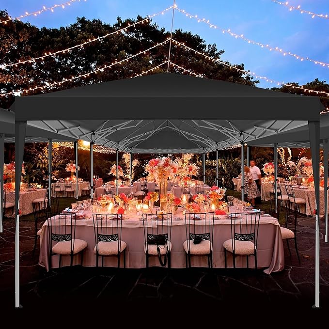 COBIZI 10x30 Canopy Party Tent with 8 Walls 10x30 Pop Up Canopy for Parties Waterproof UPF 50+ Outdoor Commercial Event Tent for Party Backyard Gazebo Canopy with Sidewalls & Sandbags(Black,10x30ft