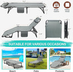 ABORON Patio Lounge Chair, Folding Guest Bed Cot for Adults, 500LB Heavy-Duty Capacity, Portable Extra Bed with Comfort Mat, Quick Fold Design for Indoor Guest Stays & Temporary Use