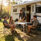 Small Folding Camping Table, 2ft Portable Table with 3 Adjustable Heights, Aluminum Lightweight Foldable Picnic Table with Mesh Layer and Extension Legs for RV, BBQ and Indoor