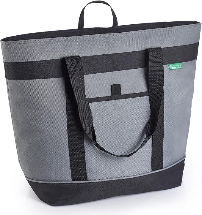 Jumbo Insulated Cooler Bag (Gray) with HD Thermal Insulation - Premium, Collapsible Soft Cooler Makes a Perfect Insulated Grocery Bag, Food Delivery Bag, Travel Insulated Bag, or Beach Cooler Bags