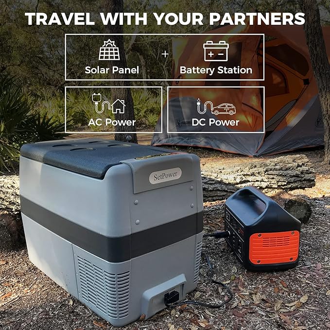 Setpower AJ30 Portable Refrigerator,Portable Freezer,32 Quart Electric Cooler,Car Refrigerator,12/24V DC Cable & 110/240V AC,Car Fridge for Camping,Truck,RV,Travel,Fishing
