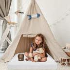PLULON Kids Air Mattress with White Fitted Sheets, Inflatable Bed 63×28×8 inches Airbed Inflatable Mattress Sheet for Kids Sleepover Tent Slumber Party Camping Sleeping Pad Teepee Tent Air Mattress