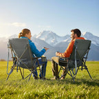 TIMBER RIDGE Oversized Camping Chair with Lumbar Support, Portable Folding Chair Heavy Duty for Adults Supports 450 LBS for Outdoor Camping, Lawn, with High Back, Cup Holder, Side Pocket - Grey, 2Pack