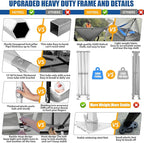 HOTEEL 10x15 Heavy Duty Pop up Canopy Tent for Parties Without Sidewalls, Easy Setup Outdoor Commercial Instant Gazebo for Wedding Event, with Roller Bag & Sand Bags, Grey(Hexagonal Frame)