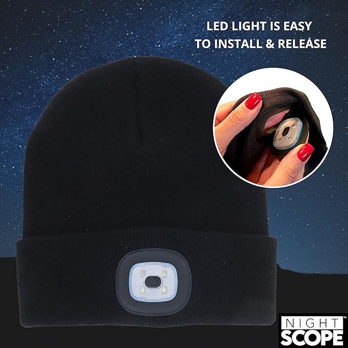 Classic Rechargeable LED Warm Knit Beanie Head Light Hat Headlamp for Outdoor Activities