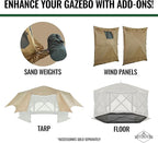 Hike Crew 12’ x 12’ Pop-Up Gazebo Screen Tent | Screened 6-Sided Instant Outdoor Canopy Shelter with Stakes, Ropes & Carry Bag for Camping, Sports & Picnic Table | UV Resistant SPF 50+