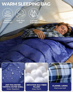 Sportneer Sleeping Bags for Adults, 0 Degree Sleeping Bag XL Flannel Winter Cold Weather Sleeping Bag with Detachable Hood Compression Sack for Camping, Backpacking, Hiking