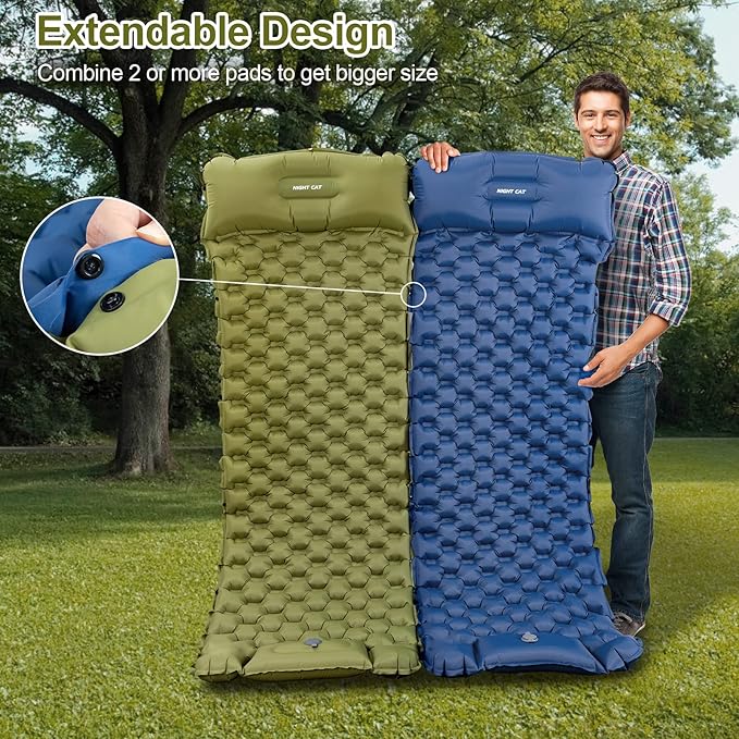 Night Cat Backpacking Tent with Inflatable Sleeping Pad Sleeping Bag for 2 Persons Outdoors Easy Clip Setup Tent Camping Combo Set