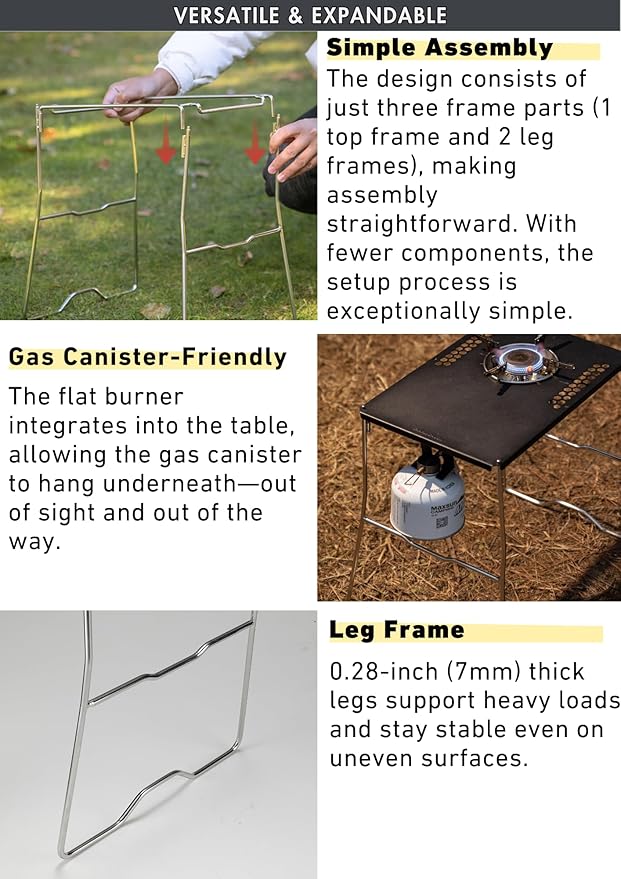 camping moon IGT Table Frame 1-Unit Stainless Steel Dual Layer Table G-38