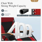 Sophia & William Oversized XXL Zero Gravity Chair, Padded Recliner Outdoor Gravity Chair with Free Cup Holder, Supports 400 LBS (Red)