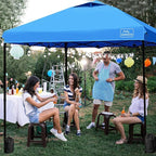 KAMPKEEPER 10x10 Pop Up Commercial Canopy Tent - Waterproof & Portable Outdoor Shade with Adjustable Legs, Air Vent, Carry Bag & Sandbags (Light Blue)