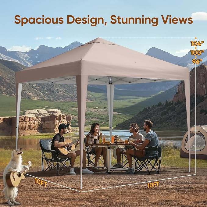 Quictent 10x10 Pop Up Canopy Tent - Instant Setup Gazebo for 1 Person, Portable & Compact, Waterproof & UV Protection, Ideal for Camping, Beach, Parties, Markets and Outdoor Events