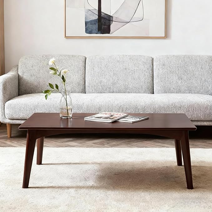 Japanese Floor Table No Assembly Required Bamboo Folding Walnut Coffee Table Bedroom 26x15.8x11.8in Furniture Low Tea Table for Sitting on The Floor Chestnut Large