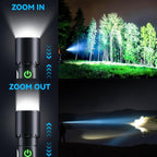 Magnetic Flashlight Rechargeable,5000mAh Flashlights High Lumens with 9 Modes,Waterproof, Adjustable,Powerful Flash Light,Emergency Multi-Flashlights for Home,Car,Hiking,Camping (1, Black)