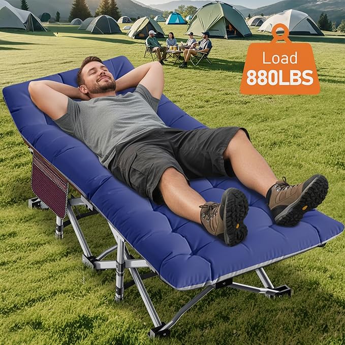 ABORON Heavy-Duty Folding Guest Bed for Adults, 500lb Capacity, Portable Extra Cot with 1217D Double Layer, Ideal for Indoor Guest Stays & Temporary Home Use