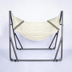2 in 1 Hammock and Swinging Chair with Collapsible Steel Stand 450 lbs Capacity- Carrying Case, Portable & Adjustable, Perfect for Camping Beach Summer Patio, EZ Daze Foldable Hammock with Stand-IVORY