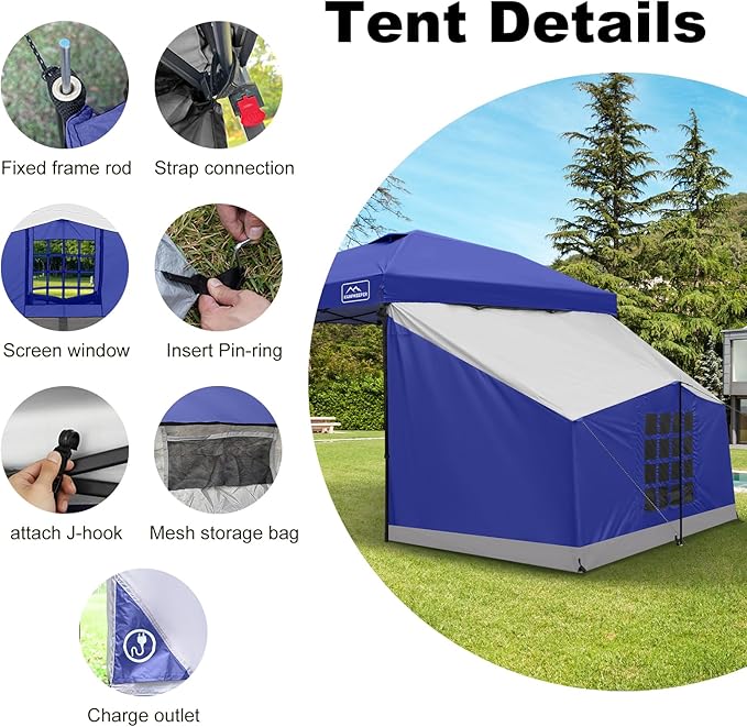 KAMPKEEPER Canopy Side Tent, Camping Canopy Tent for 10x10 Pop Up Canopies, Cube Tents, Gazebo Room Compatible with 10' Wide Canopies(Canopy Not Included)