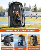 Sportneer Sports Tent: 1 Person Instant Shelter with Ultra Visibility for Cold Day - Lightweight Portable Pop Up Tent for Sports Event, Protection from Cold Wind and Rain, 37" Lx 37" W x 63.5" H