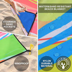 Beach Blanket Waterproof Sandproof Extra Large Beach Mat 79" X 83"/120"x108"for 1-8 Adults Quick Drying Durable Outdoor Picnic Mat for Beach Travel Camping Hiking