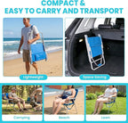 #WEJOY Folding Beach Chair for Adults, Lightweight Beach Chair with Shoulder Straps, High Back Camping Chairs with Hard Armrest, Supports 300lbs for Outdoor Lawn Concert