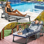 ABORON Patio Lounge Chair, Folding Guest Bed Cot for Adults, 500LB Heavy-Duty Capacity, Portable Extra Bed with Comfort Mat, Quick Fold Design for Indoor Guest Stays & Temporary Use