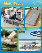 WLIVE 1200D Double Layer Oxford Camping Cots with Mattress for Adults, Foldable Cot for Sleeping, Outdoor Camping Bed with Carry Bag for Resting, Camping, Greige