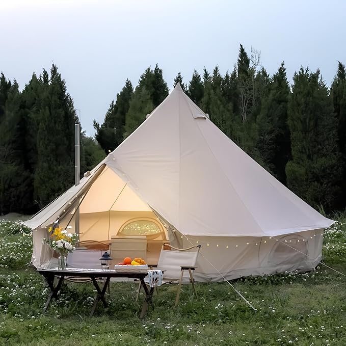 Oxford Bell Tent for Family Camping - Spacious 13.1ft /16.4ft Yurt with Stove Jack, Large Glamping Tents for 4-8 People, 4 Season Oxford Hot Tent Shelter