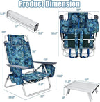 Giantex Folding Beach Chair, Patio Sling Chairs with 5 Adjustable Position, Head Pillow, Storage Bag, Towel Bar, Cup Holders, Backpack Chairs for Sunbathing, Camping Chair