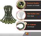 6 inch 100 Piece Heavy Duty 5mm Ball Bungee Canopy Cord by Wellmax, Green Camo Color