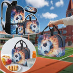 Football Backpack Set 17 Inch with Lunch Box and Water Bottle Bag Pencil Case Big Capacity Lightweight Kids Backpacks for Travel Camping Travel Kindergarten Elementary Middle Bags for School