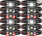 Headlamp Rechargeable 12Pack, 3000 Lumen Ultra-Light Bright Headlamp Flashlight with White Red Light, LED Headlight, 5+5 Mode for Outdoor Camping Fishing Running Hiking (12)