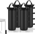 4 Sand Bags for Weight, Heavy Duty Sandbags for Canopy Legs, Extra Large Pop Up Tent Weights, Canopy Weight Bags for Gazebo, Outdoor Sun Shelter, Umbrella - Black, 6"×20", Without Sand