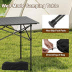 Giantex Folding Roll-up Camping Table, Outdoor Lightweight Aluminium Table for 4, Portable Square Table with Carry Bag for Picnic, Hiking, BBQ, Beach, Tailgating (28"x28"x27.5",Black)
