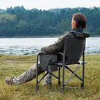 TIMBER RIDGE Lightweight Oversized Camping Chair, Aluminum Directors Chair with Side Table for Outdoor Camping, Lawn, Picnic and Fishing, Supports 400lbs, Gray 2PCS