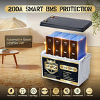 12V 300Ah LiFePO4 Lithium Battery, Bluetooth LifePO4 Battery, Upgraded 200A BMS, 3840Wh Rechargeable Lithium Battery with Low Temp Cut off, Perfect for RV Solar Marine Solar Panel Camping