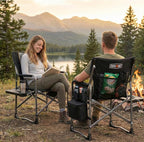 Overmont 2PCS Oversized Lightweight Camping Chair - Portable Comfortable Heavy Duty Foldable Directors Chairs with Side Table & Cooler Bag for Outside Camp Beach Picnic Lawn and Fishing Support 400lbs