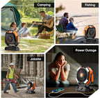 40000mAh Camping Fan, 8 Speed Powerful Battery Powered with 120H Max Cooling, Auto Oscillating with LED Lantern, Portable Rechargeable Fan with Charger, Remote Control for Camping Jobsite Outages